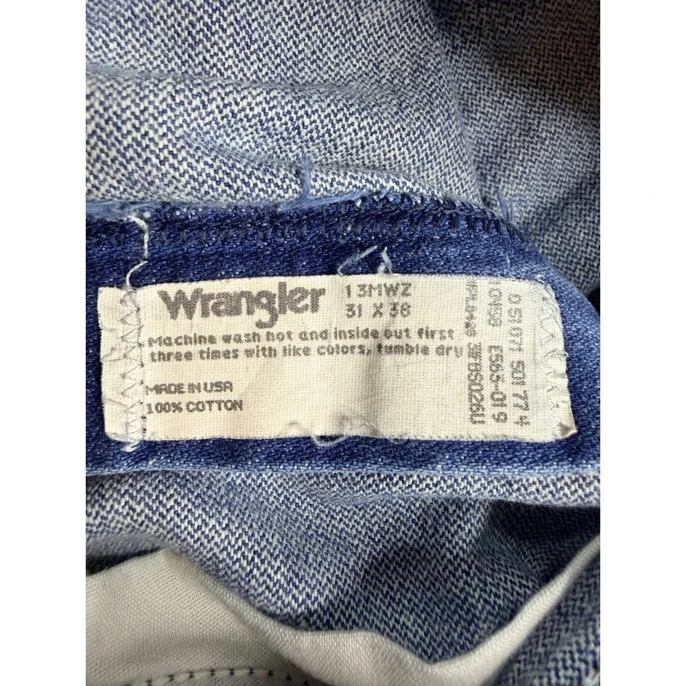 Wrangler 13MWZ Mens Blue Cowboy Cut Jeans 31x36‎ Made in USA Y2K Vintage Denim